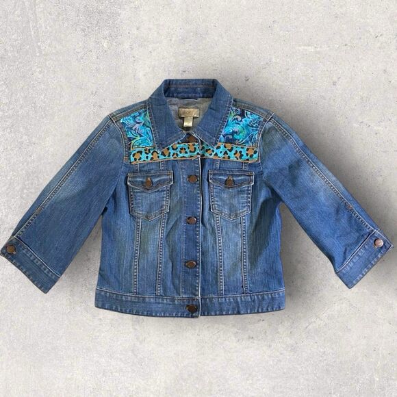 LOFT Outlet Blue Denim Jean Jacket Women’s Small Custom Design Excellent - Picture 1 of 10